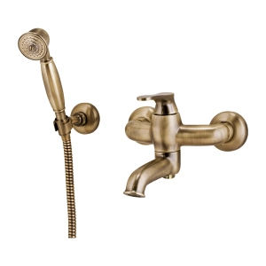 ART DECO bateria wannowa z zestawem prysznicowym, brąz antyczny szczotkowany AD5131BR