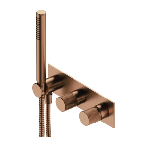 CONTOUR bateria prysznicowo-wannowa podtynkowa z rączką prysznicową, miedź szczotkowana CT8035-1CPB