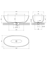 SHELL M+ wanna wolnostojąca, 175 x 78 cm, ash grey mat
