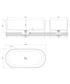 OVO M+ wanna wolnostojąca, 160 x 75 cm biały połysk