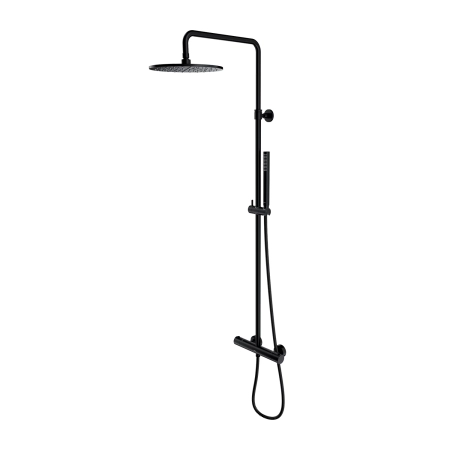 Y termostatyczny system prysznicowy natynkowy, czarny półmat