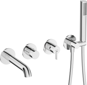 Bateria wannowa z zestawem prysznicowym podtynkowa Deante Silia BQS 018P