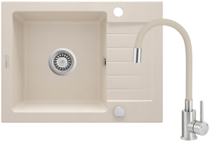 Zlewozmywak granitowy z baterią 1-komorowy z ociekaczem Deante Zorba ZQZG511A