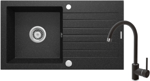 Zlewozmywak granitowy z baterią 1-komorowy z ociekaczem Deante Zorba ZQZV2113