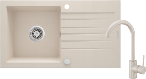 Zlewozmywak granitowy z baterią 1-komorowy z ociekaczem Deante Zorba ZQZV5113