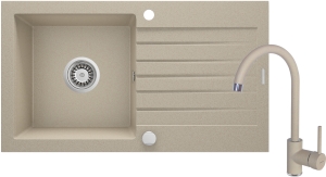 Zlewozmywak granitowy z baterią 1-komorowy z ociekaczem Deante Zorba ZQZV7113