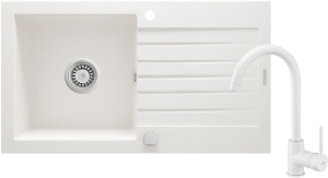 Zlewozmywak granitowy z baterią 1-komorowy z ociekaczem Deante Zorba ZQZVA113