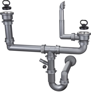 Syfon do zlewozmywaka stalowego nakładanego 2-komorowy Deante  ZXY 9951