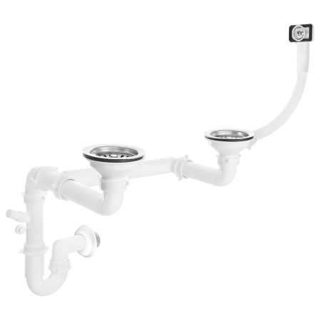 Syfon 2 × 3,5" z przelewem do zlewozmywaka 2-komorowego OKS_B24T