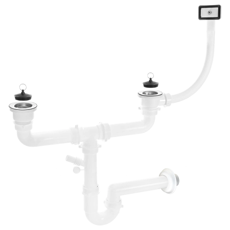 Syfon 2x2" z przelewem do zlewozmywaka 2-komorowego OKS_B14T